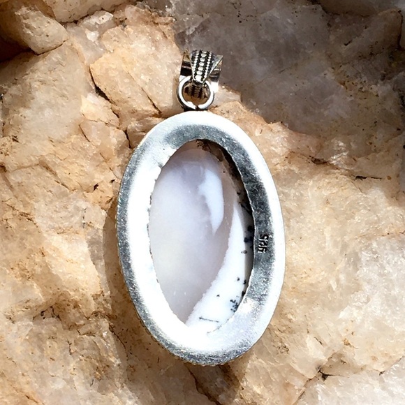 Merlinite Dendritic Opal pendant - Picture 4 of 5